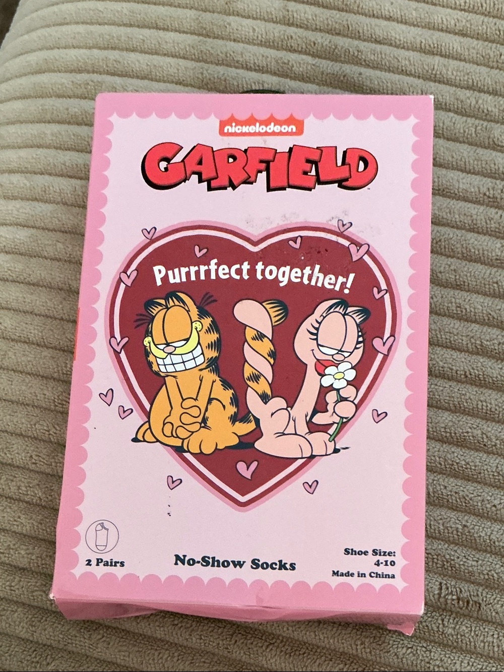 Nickelodeon Garfield Pink Heart No-Show Socks Pack
